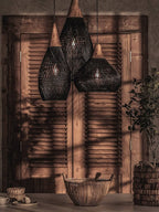 Rattan Pendant Light, Handwoven Shade, Wood Body, E27