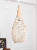 Rattan Pendant Light, Handwoven Shade, Wood Body, E27
