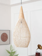Rattan Pendant Light, Handwoven Shade, Wood Body, E27