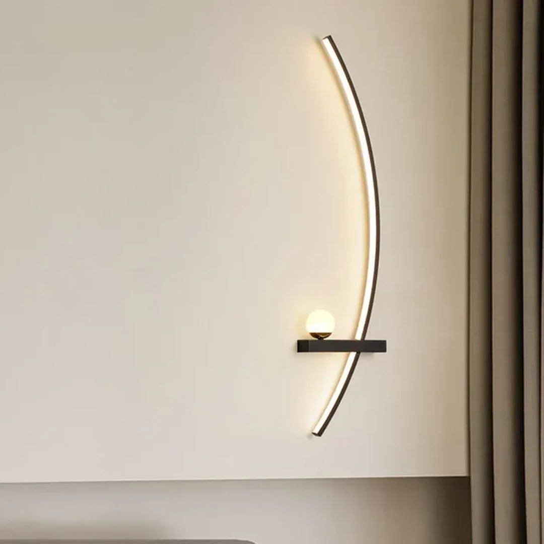 Væglampe i messing, bueformet design, med to LED-pærer til gange