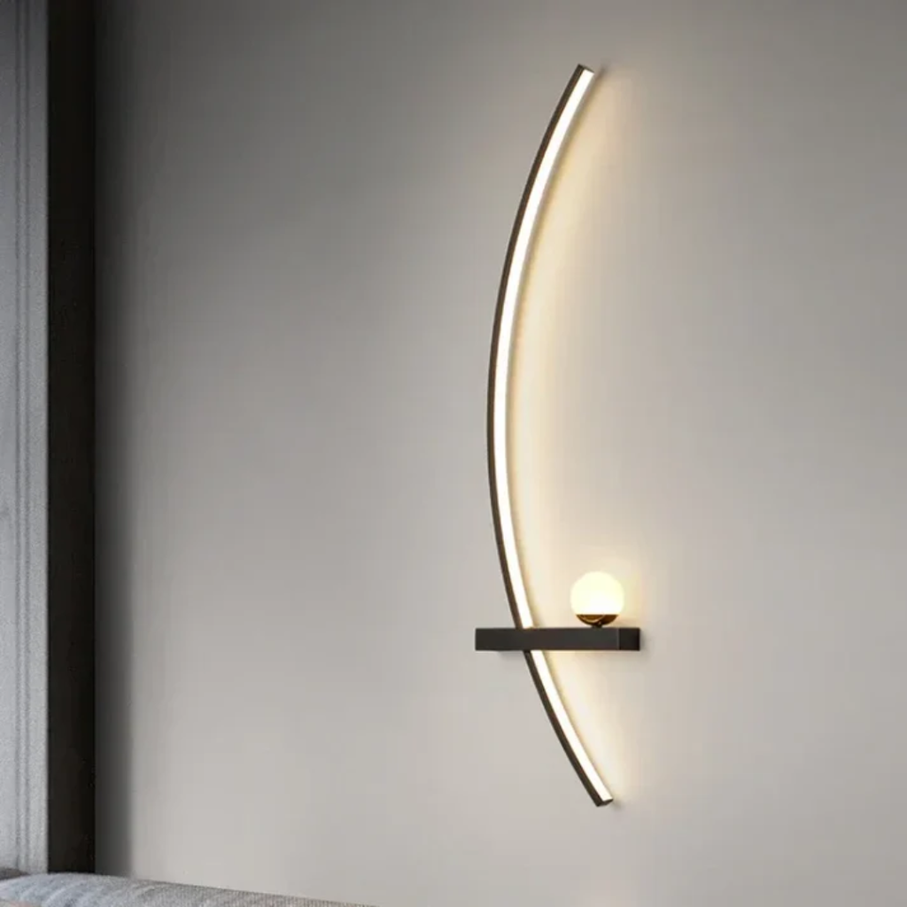 Væglampe i messing, bueformet design, med to LED-pærer til gange