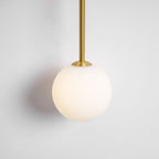 Brass Arc Wall Light, Curved Arm, Two White Glass Shades, G9