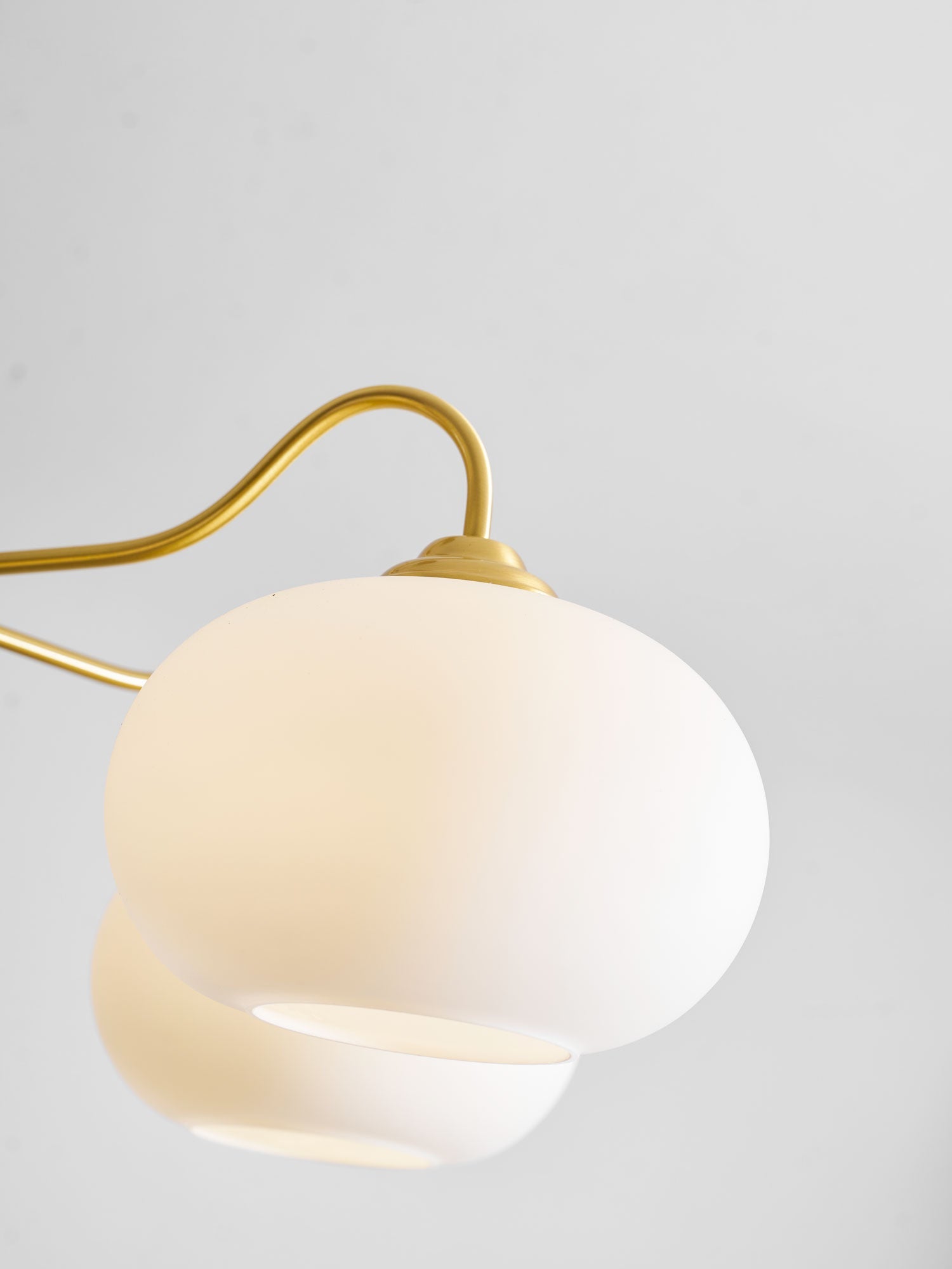 Chandelier, Persimmon Brass & Wood, White Glass Shades, E26/E27