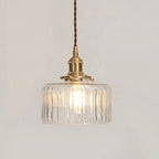 Vintage-inspireret pendel, messingfinish, 12 tommer, glat glasskærm