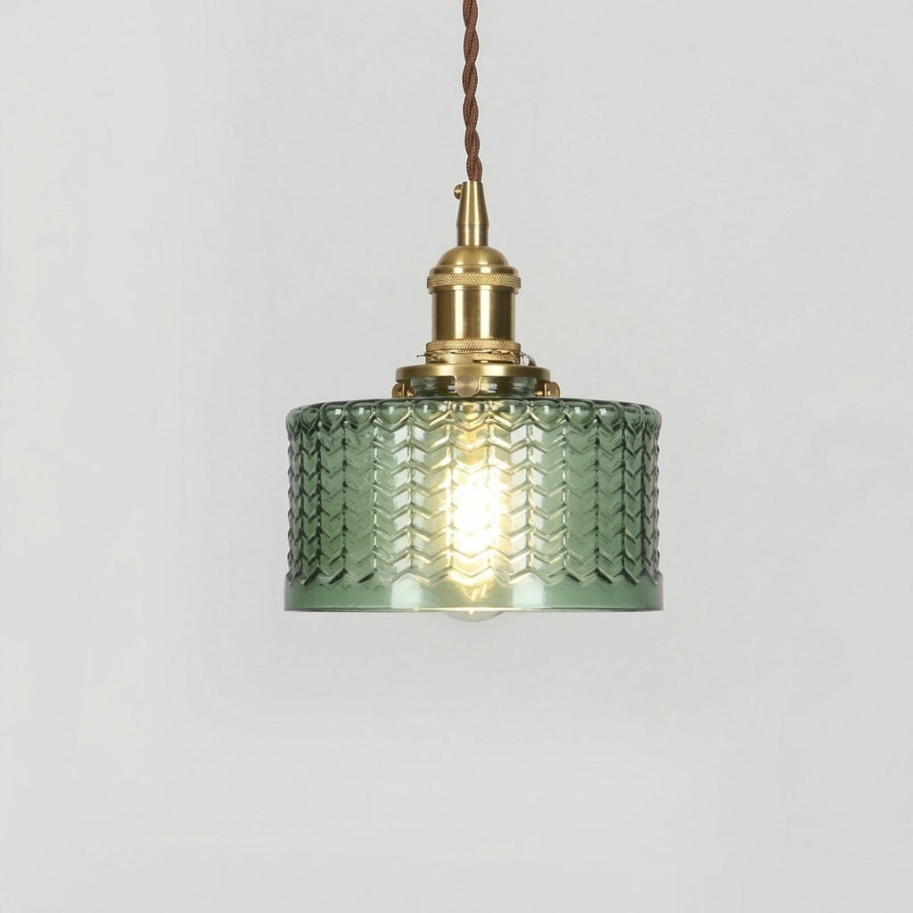 Vintage-inspireret pendel, messingfinish, 12 tommer, glat glasskærm