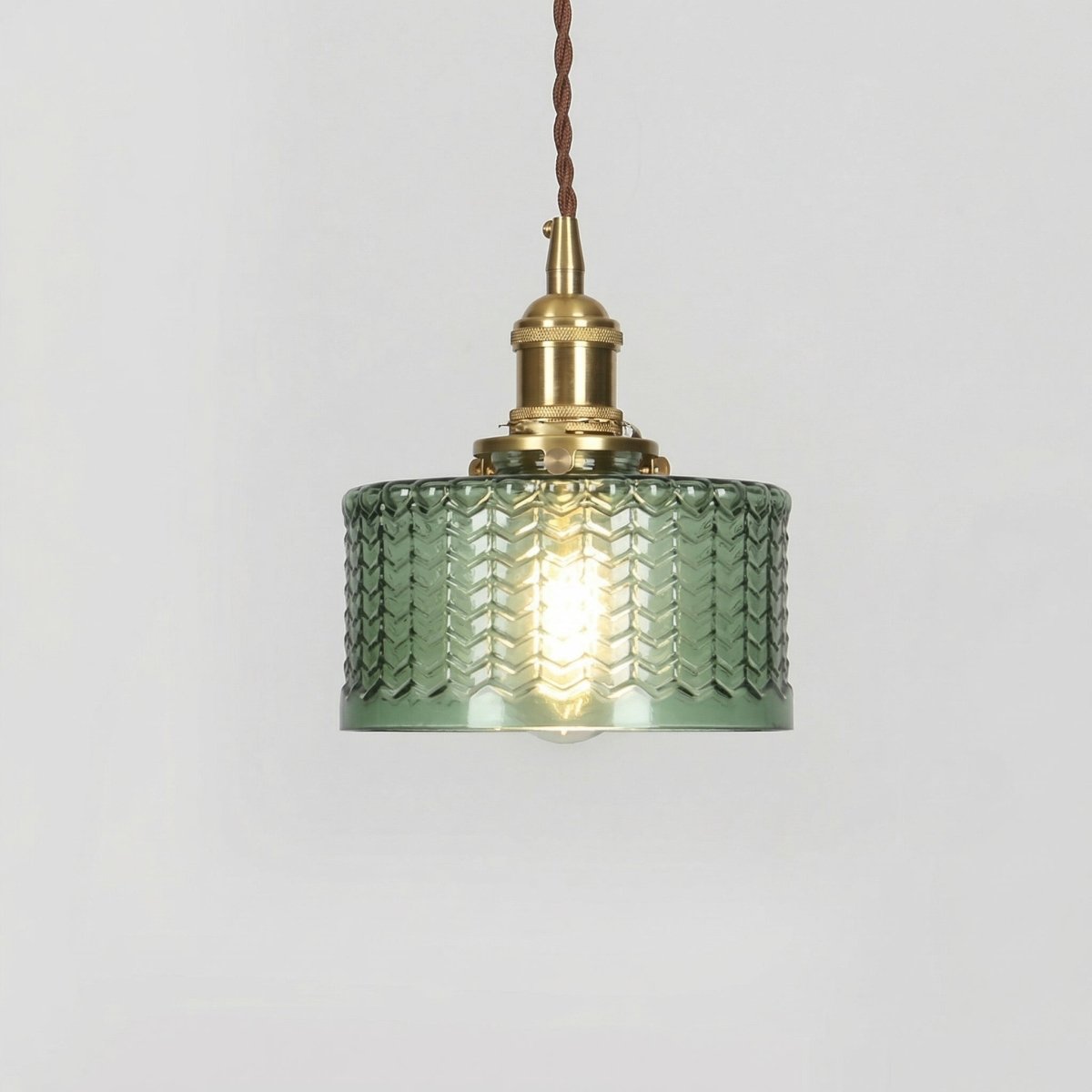 Vintage-inspireret pendel, messingfinish, 12 tommer, glat glasskærm
