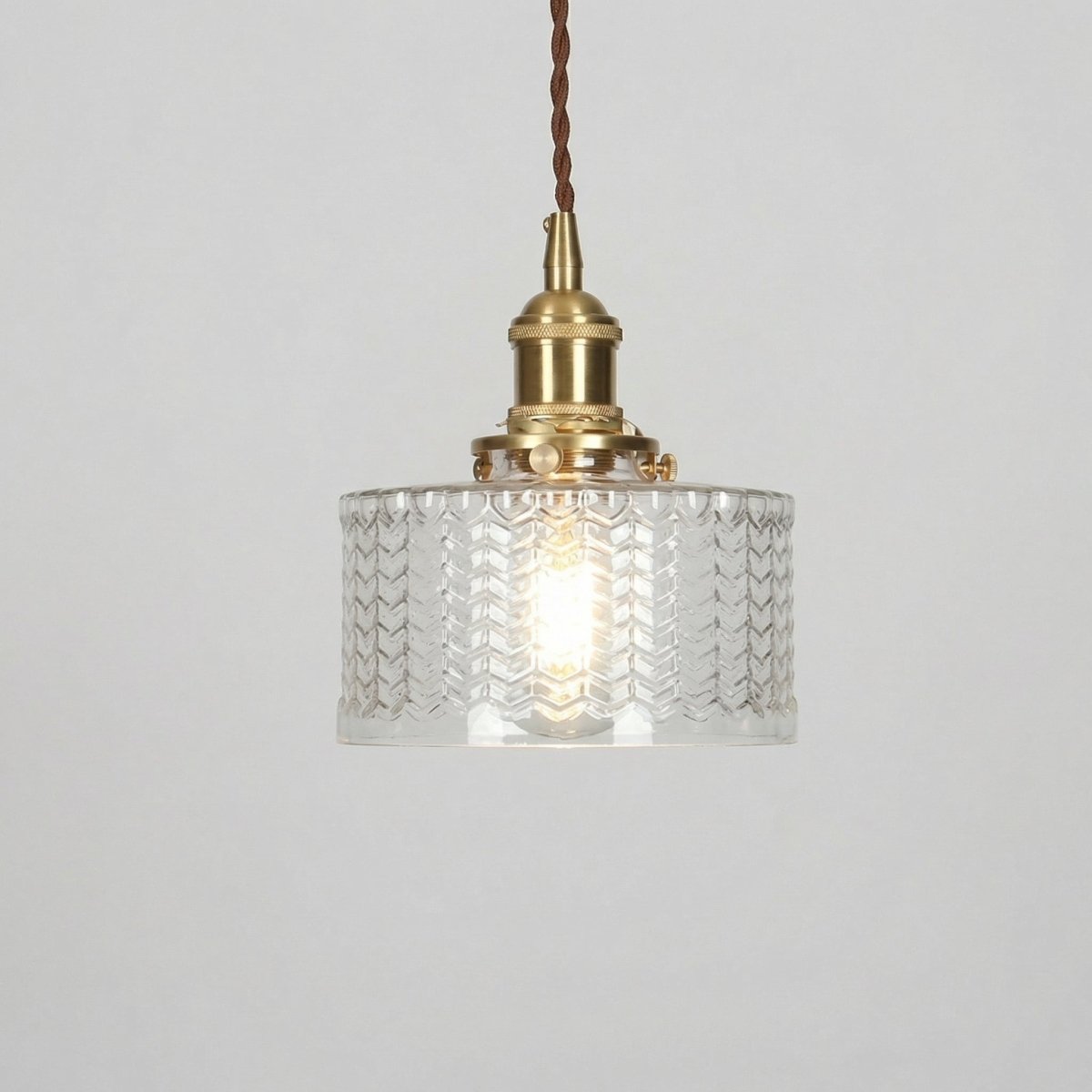 Vintage-inspireret pendel, messingfinish, 12 tommer, glat glasskærm