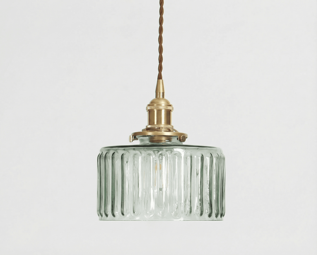 Vintage-inspireret pendel, messingfinish, 12 tommer, glat glasskærm