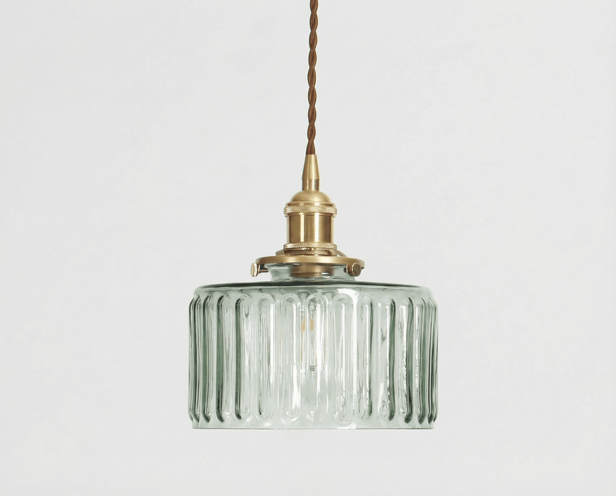 Vintage-inspireret pendel, messingfinish, 12 tommer, glat glasskærm