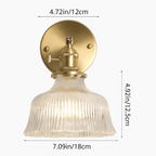 Aplique de Parede em Latão Nórdico, Cúpula de Vidro Verde em Forma de Flor, Luminária de Uma Lâmpada