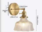 Aplique de Parede em Latão Nórdico, Cúpula de Vidro Verde em Forma de Flor, Luminária de Uma Lâmpada