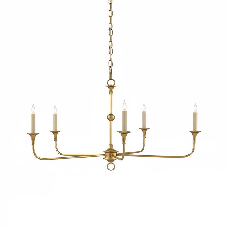 Candle chandelier shown in brass finish