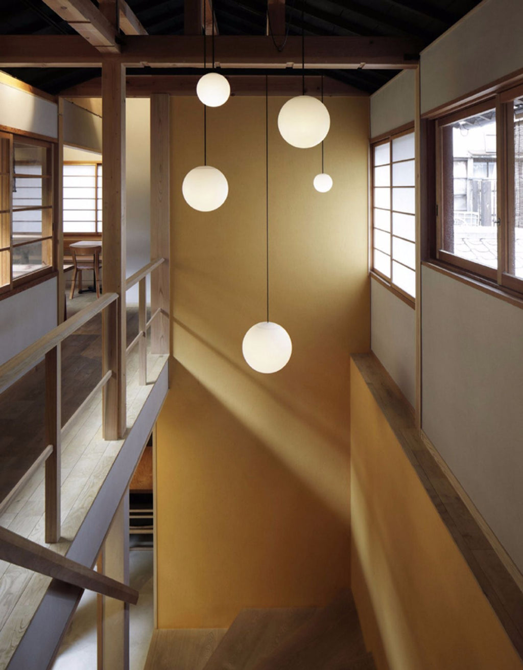 Opal Glass Globe Pendant Light, Brass Rod, Mouth-Blown, E27