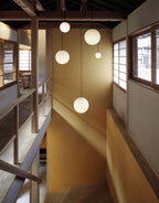 Opal Glass Globe Pendant Light, Brass Rod, Mouth-Blown, E27
