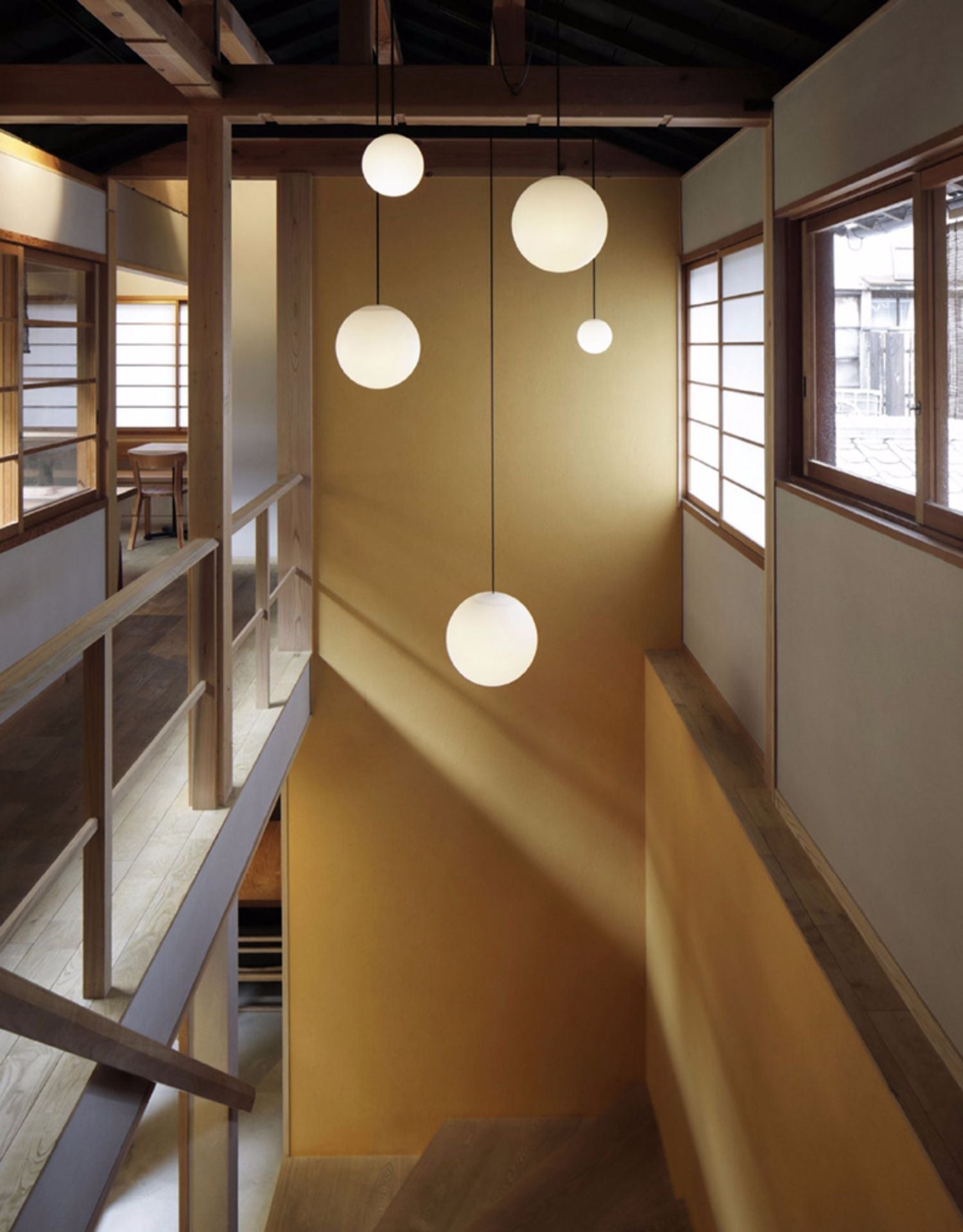 Opal Glass Globe Pendant Light, Brass Rod, Mouth-Blown, E27
