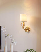 Deer Head Wall Light, Brass or Blackened, White Linen Shades, E14