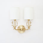 Deer Head Wall Light, Brass or Blackened, White Linen Shades, E14