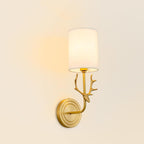 Deer Head Wall Light, Brass or Blackened, White Linen Shades, E14