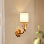 Deer Head Wall Light, Brass or Blackened, White Linen Shades, E14