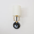 Deer Head Wall Light, Brass or Blackened, White Linen Shades, E14