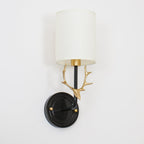 Deer Head Wall Light, Brass or Blackened, White Linen Shades, E14
