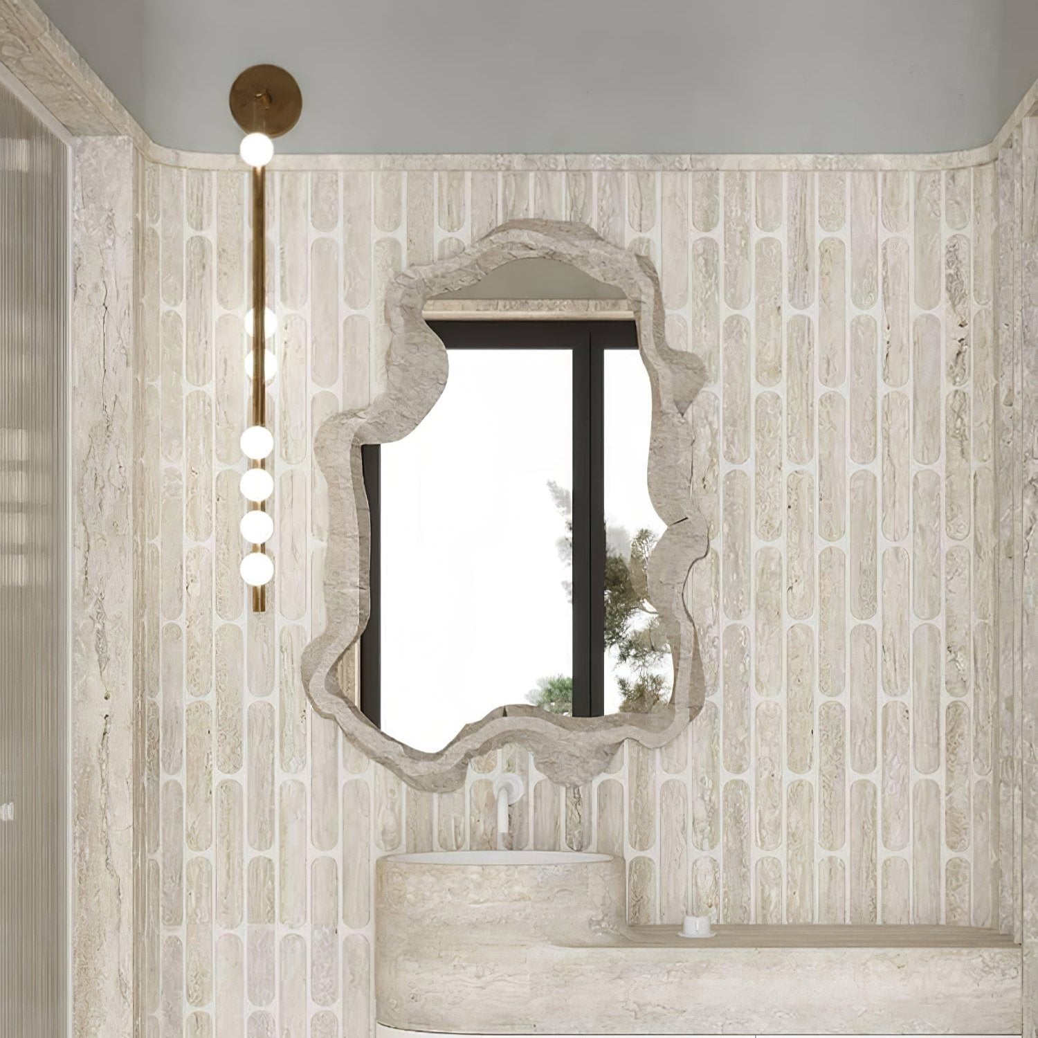 Glasrør Væglampe, Blæste Glasglobusser, Messingfinish, G4 LED