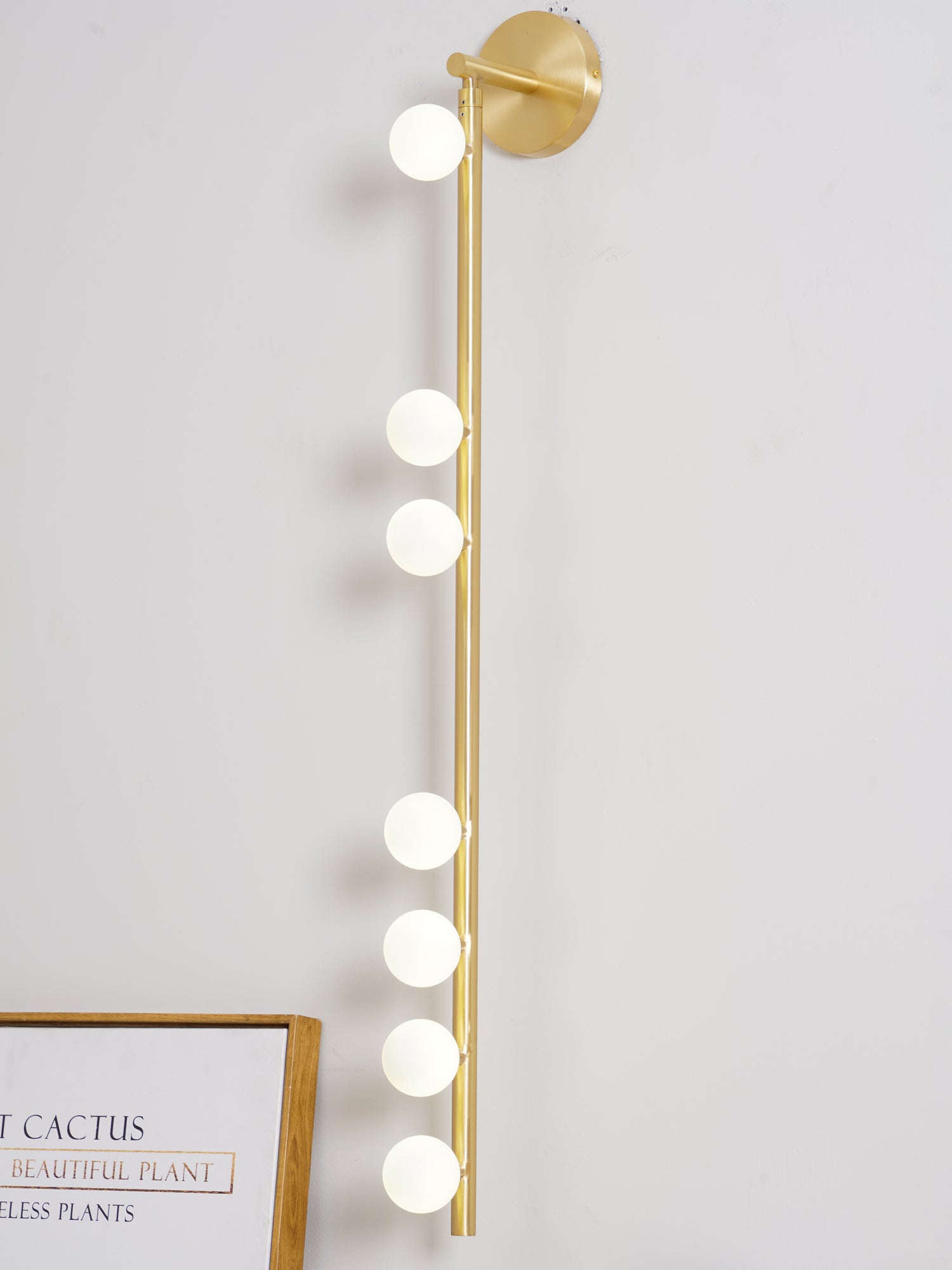 Glasrør Væglampe, Blæste Glasglobusser, Messingfinish, G4 LED