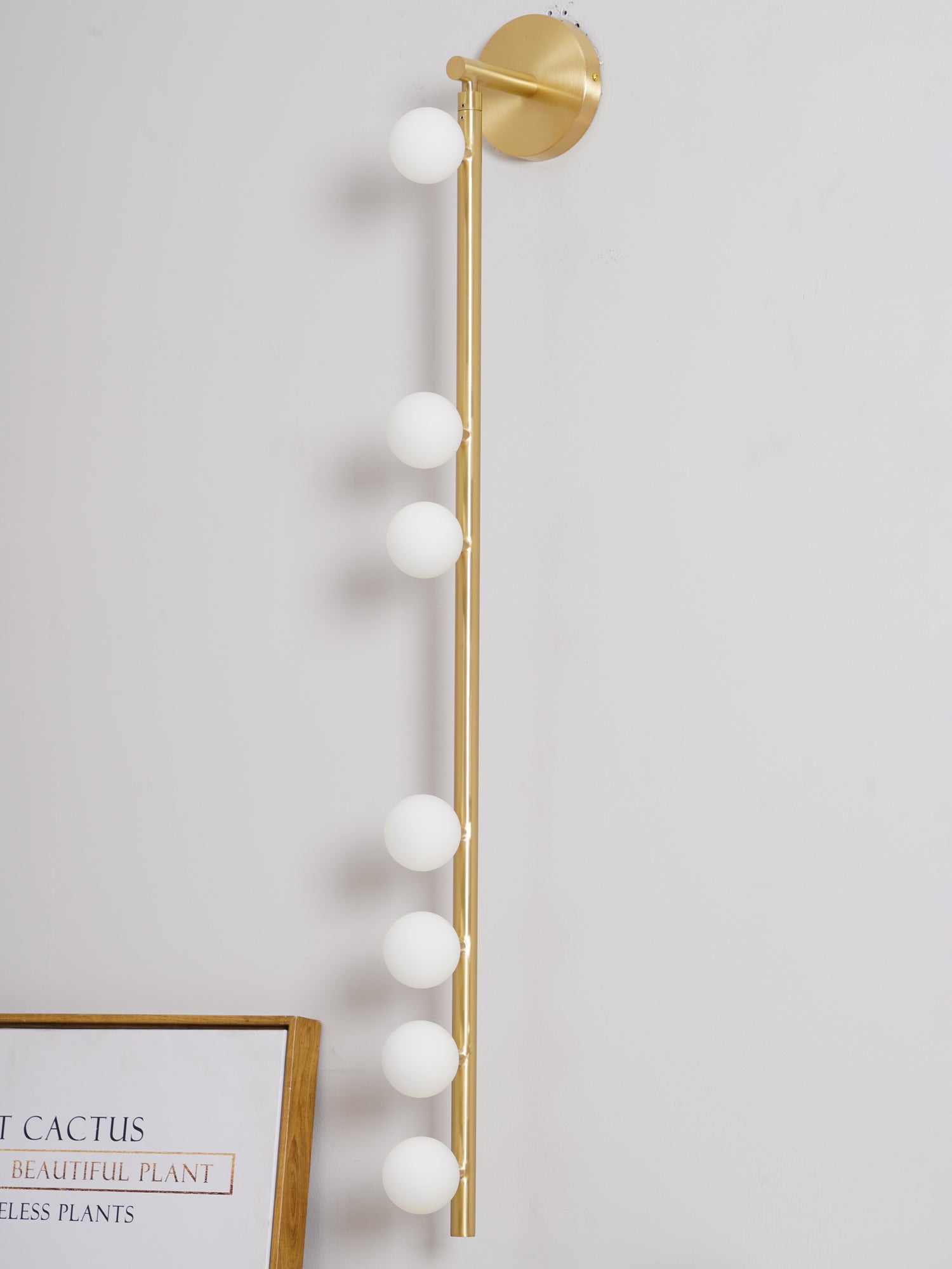 Glasrør Væglampe, Blæste Glasglobusser, Messingfinish, G4 LED