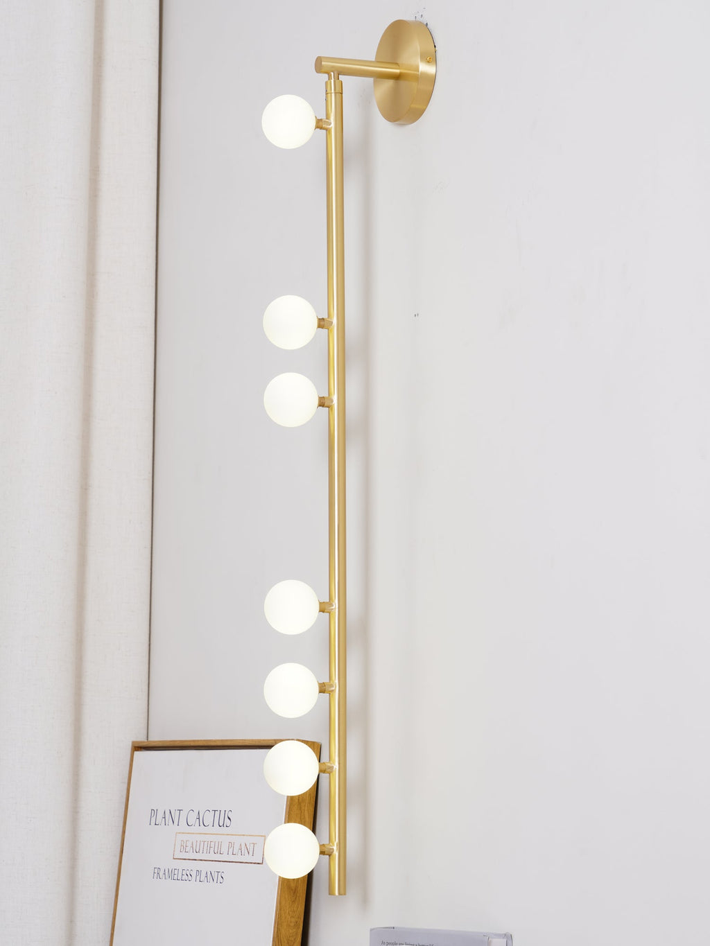 Glasrør Væglampe, Blæste Glasglobusser, Messingfinish, G4 LED