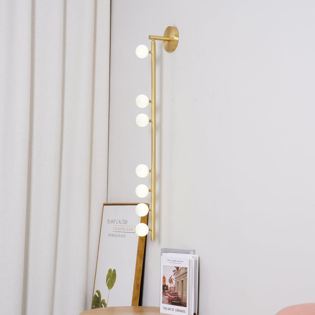Glasrør Væglampe, Blæste Glasglobusser, Messingfinish, G4 LED