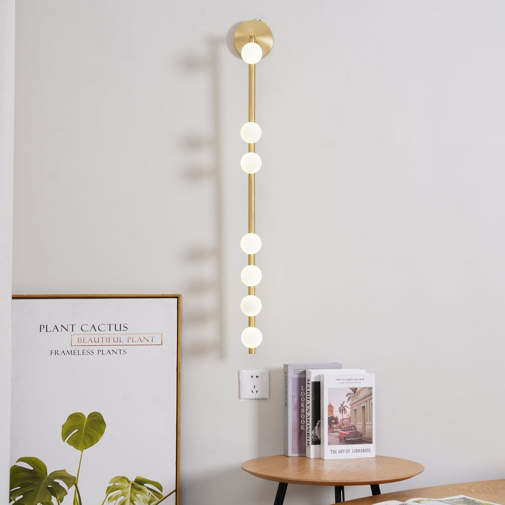 Glasrør Væglampe, Blæste Glasglobusser, Messingfinish, G4 LED