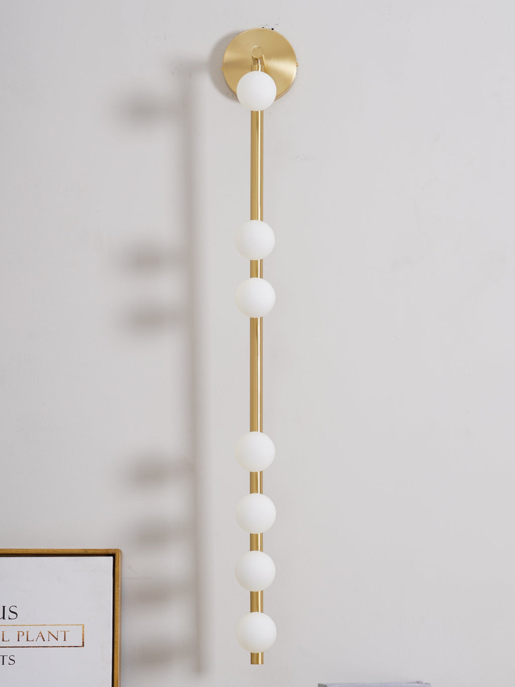 Glasrør Væglampe, Blæste Glasglobusser, Messingfinish, G4 LED