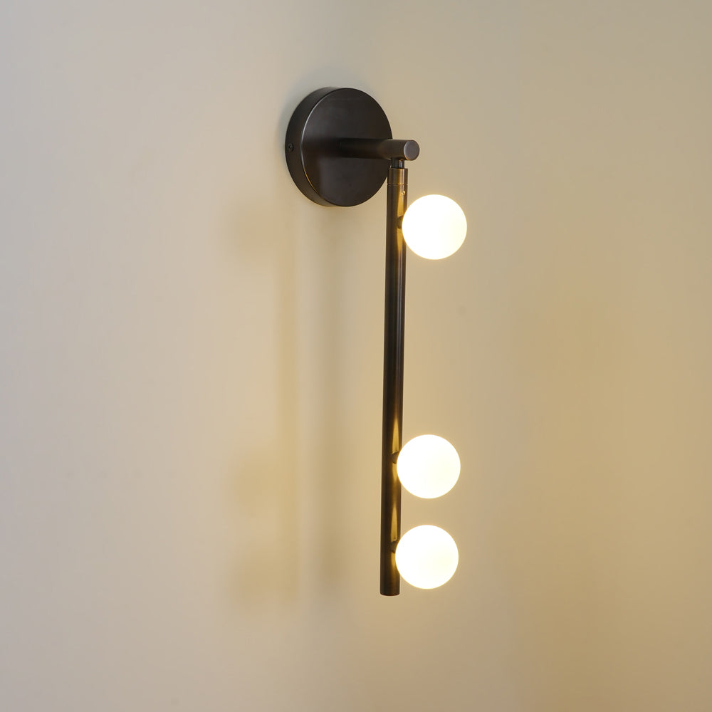 Glasrør Væglampe, Blæste Glasglobusser, Messingfinish, G4 LED