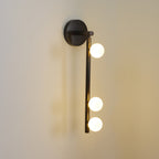 Glasrør Væglampe, Blæste Glasglobusser, Messingfinish, G4 LED