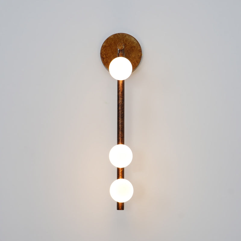 Glasrør Væglampe, Blæste Glasglobusser, Messingfinish, G4 LED