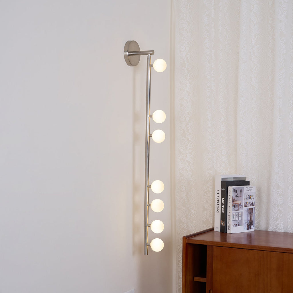 Glasrør Væglampe, Blæste Glasglobusser, Messingfinish, G4 LED