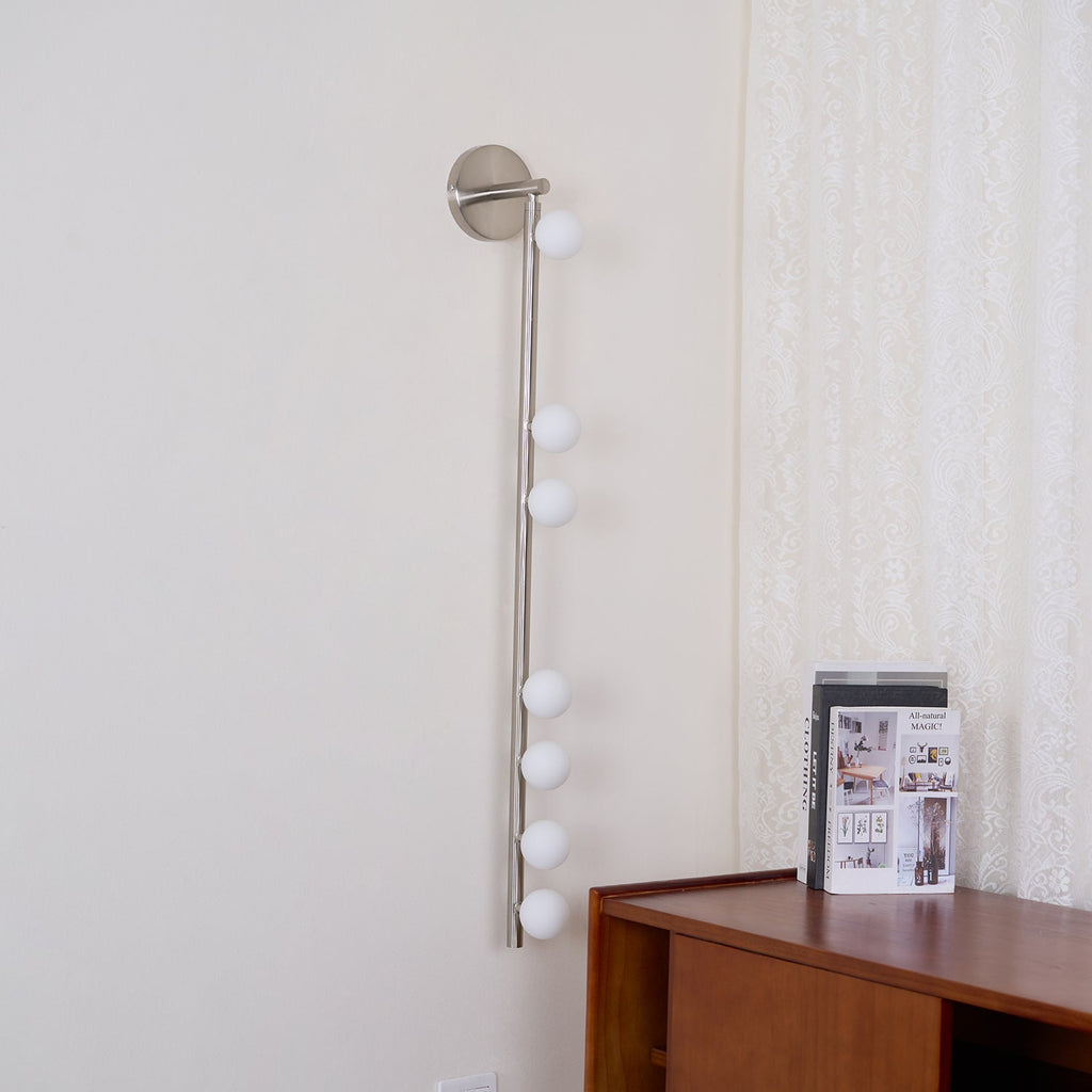 Glasrør Væglampe, Blæste Glasglobusser, Messingfinish, G4 LED