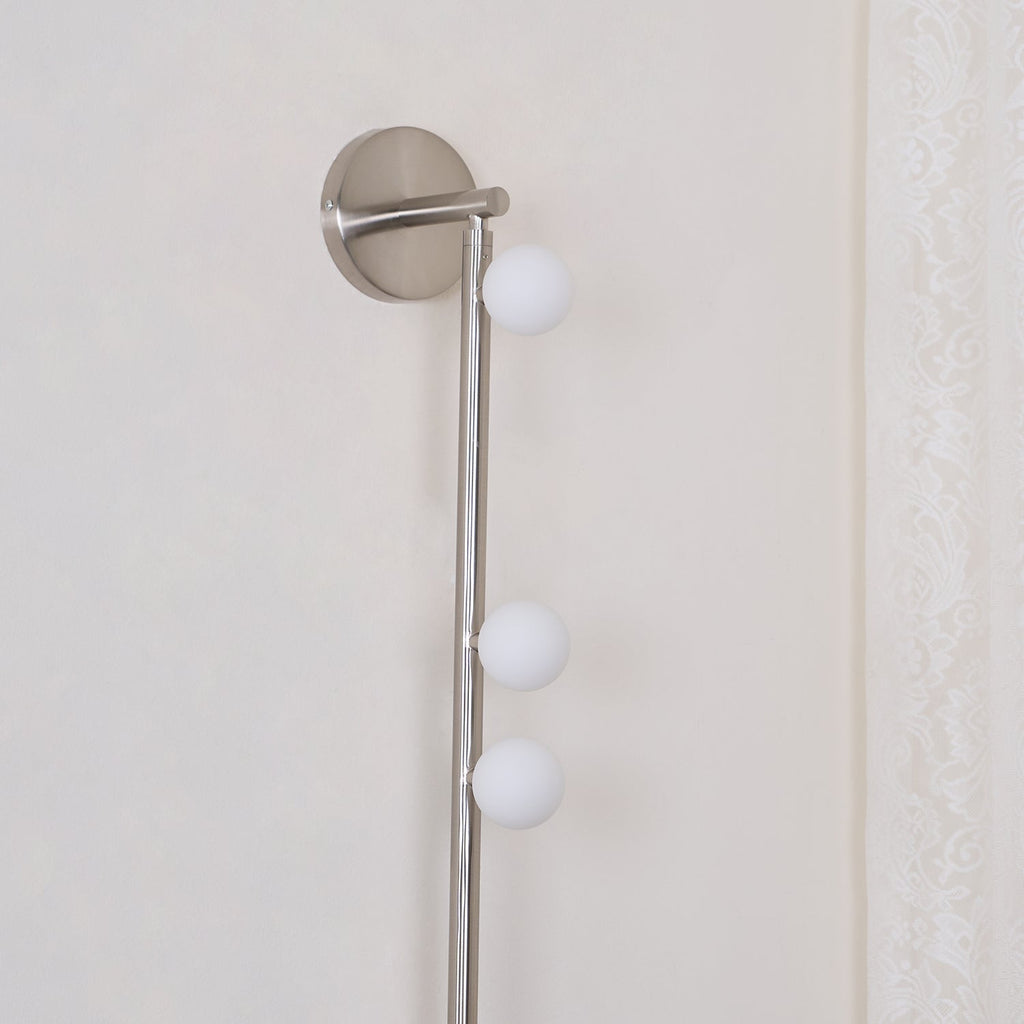 Glasrør Væglampe, Blæste Glasglobusser, Messingfinish, G4 LED