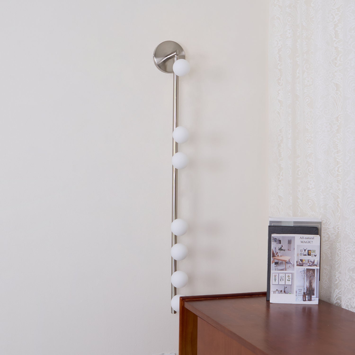 Glasrør Væglampe, Blæste Glasglobusser, Messingfinish, G4 LED