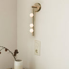 Glasrør Væglampe, Blæste Glasglobusser, Messingfinish, G4 LED