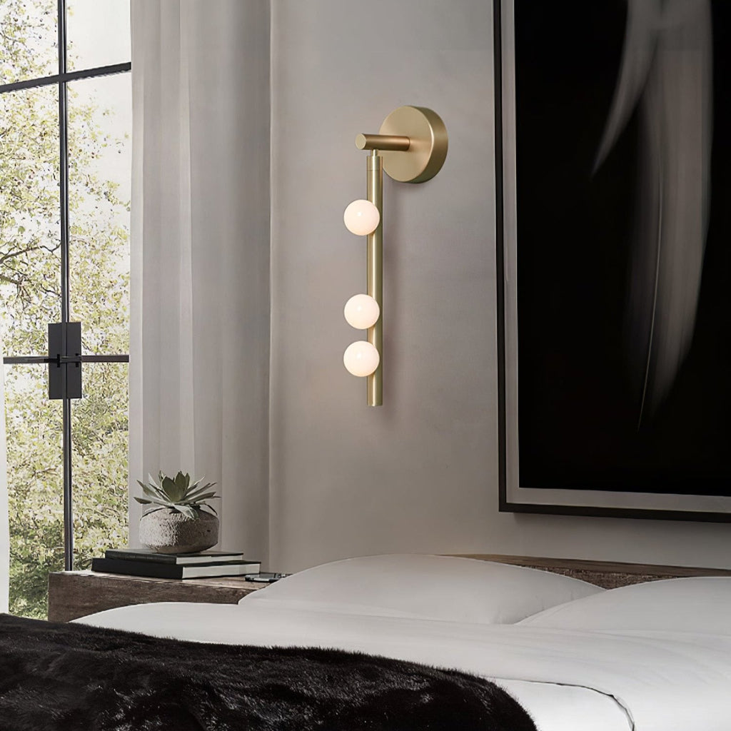 Glasrør Væglampe, Blæste Glasglobusser, Messingfinish, G4 LED