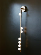 Glasrør Væglampe, Blæste Glasglobusser, Messingfinish, G4 LED