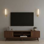 Wall sconce silhouette showing slim alabaster shade and disc-topped arm