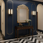 Black finish wall sconce with warm white alabaster stone shade