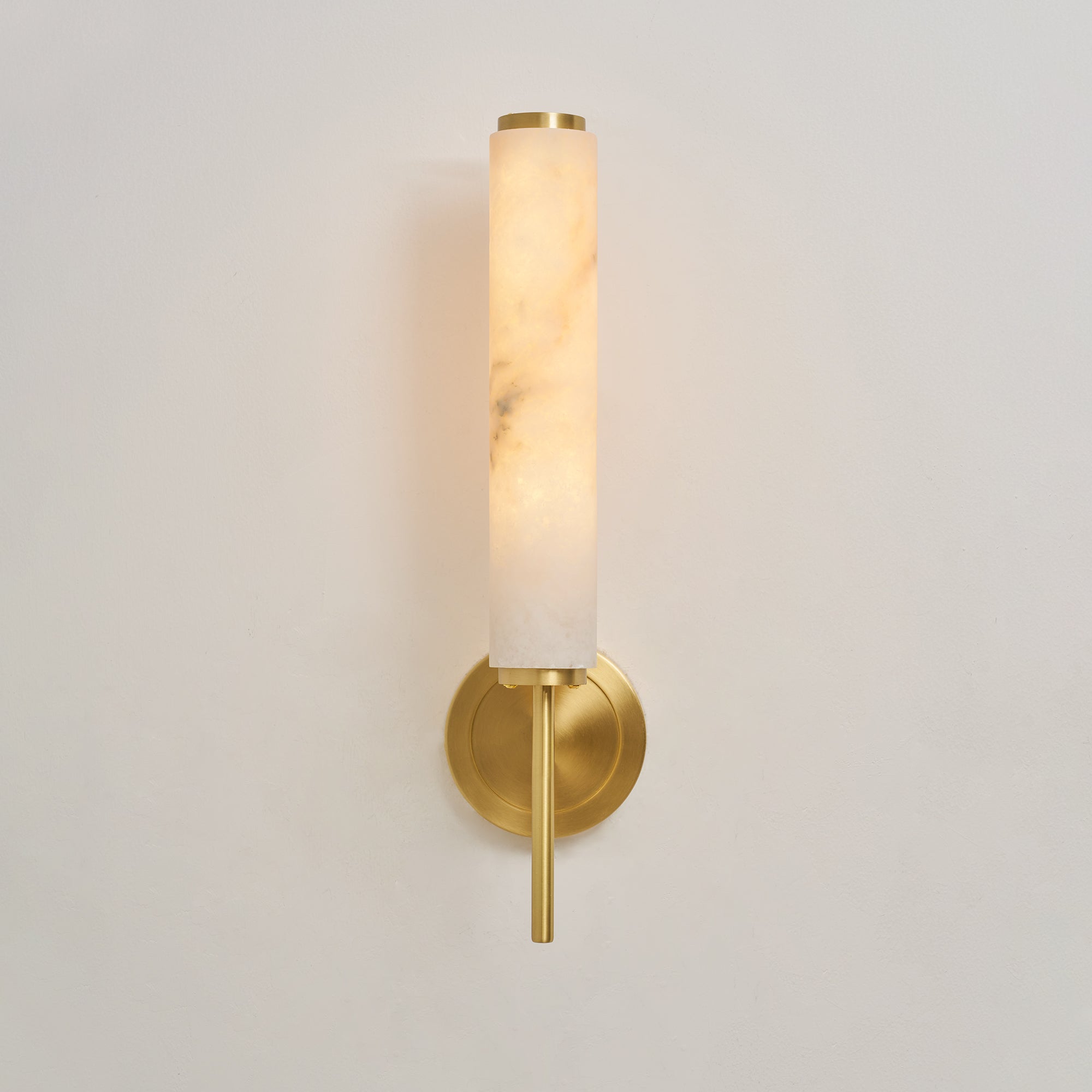 Brindisi Wall Sconce, White Alabaster Shade, Brass or Black, E14