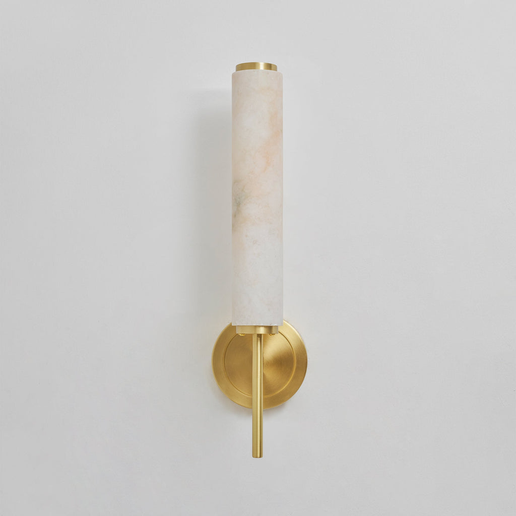 Brindisi Wall Sconce, White Alabaster Shade, Brass or Black, E14