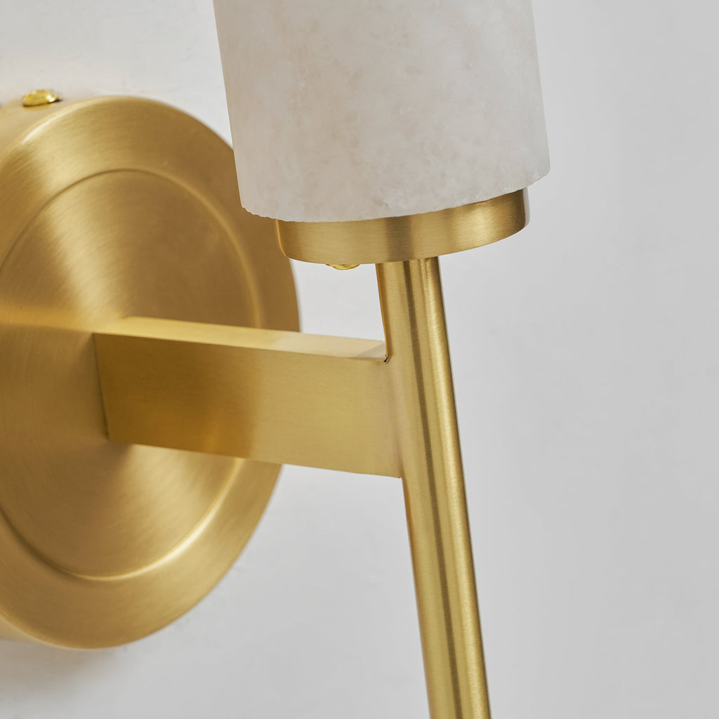 Brindisi Wall Sconce, White Alabaster Shade, Brass or Black, E14