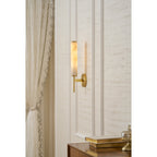 Brindisi Wall Sconce, White Alabaster Shade, Brass or Black, E14