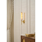 Brindisi Wall Sconce, White Alabaster Shade, Brass or Black, E14