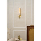 Brindisi Wall Sconce, White Alabaster Shade, Brass or Black, E14